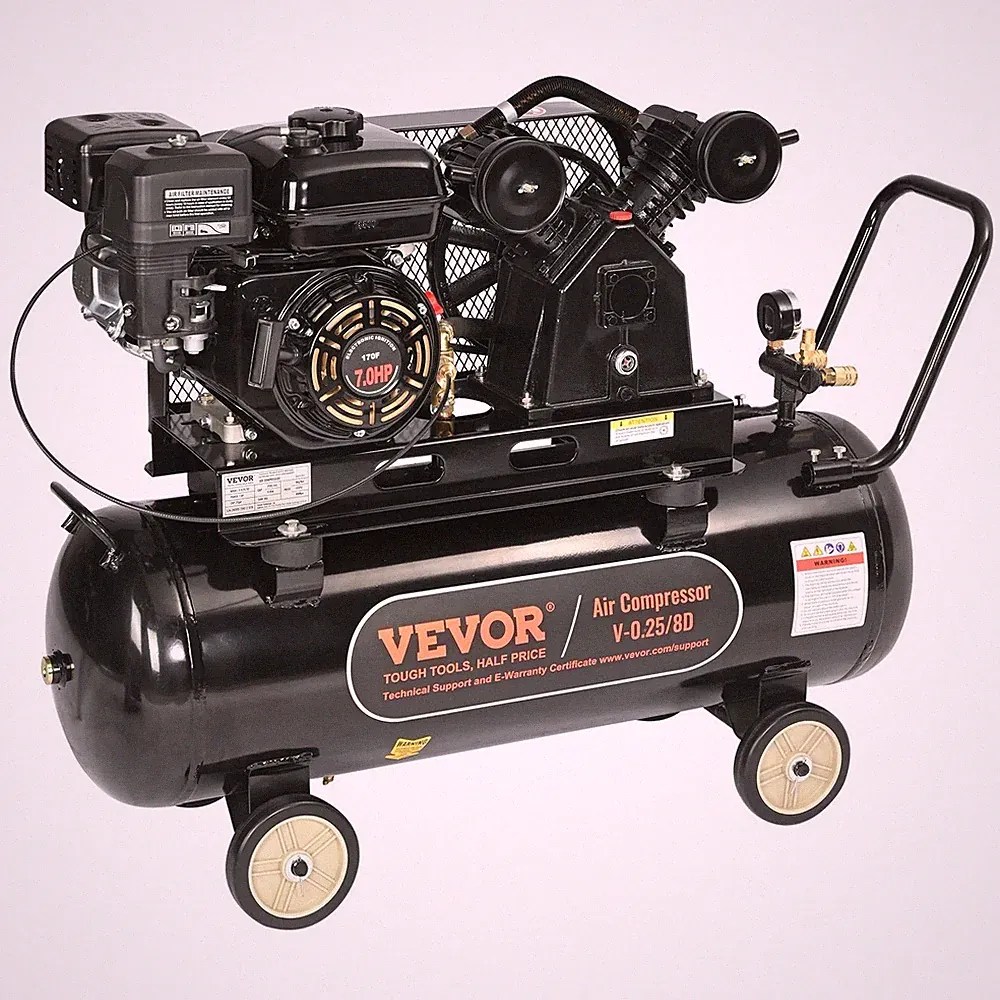 7HP Gas Powered Air Compressor, 21 Gallon Horizontal Air Compressor Tank, 9CFM@1