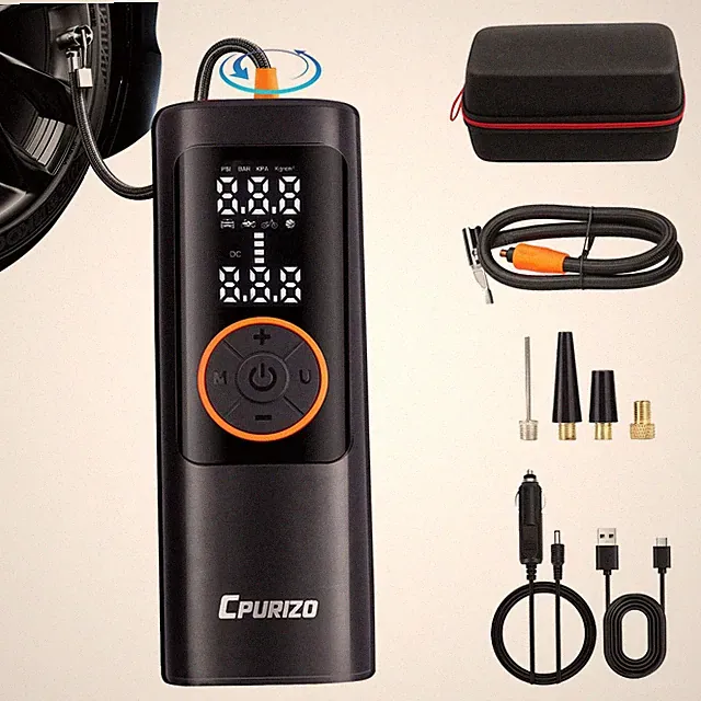 7x Faster Tire Inflator Portable Air Compressor, 15000mAh & 150PSI Digital Ca...