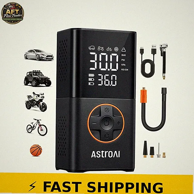 AstroAI L7 Cordless Tire Inflator 150 PSI Air Compressor Digital Gauge LED USB