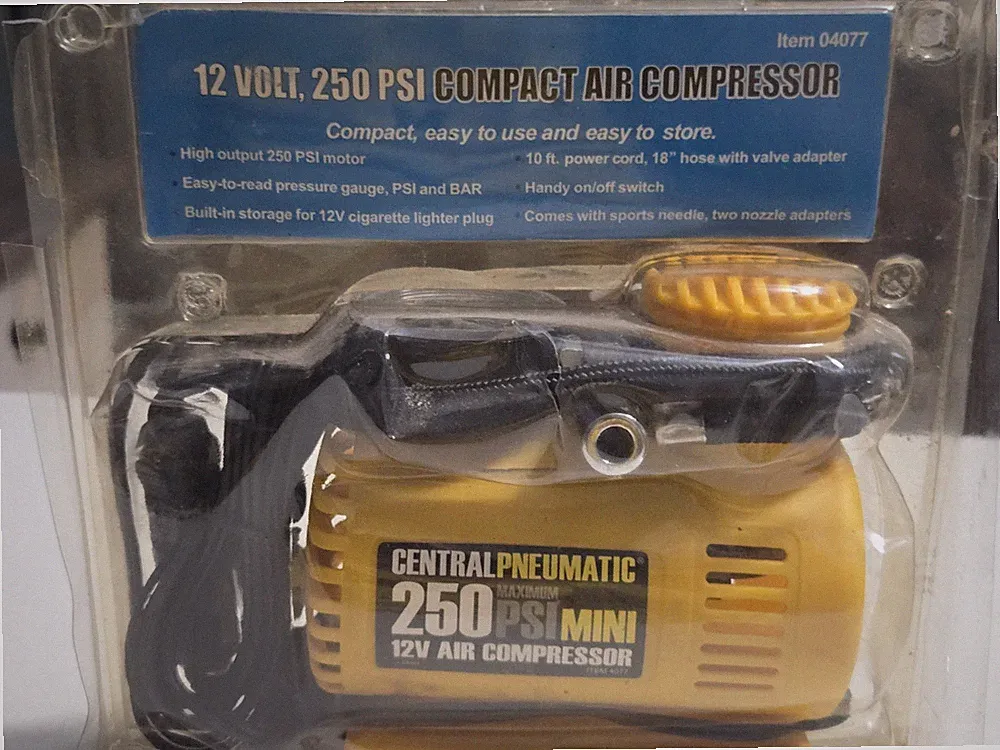 Central Pneumatic 250 PSI Mini Portable 12v Air Compressor Plug In Your Car