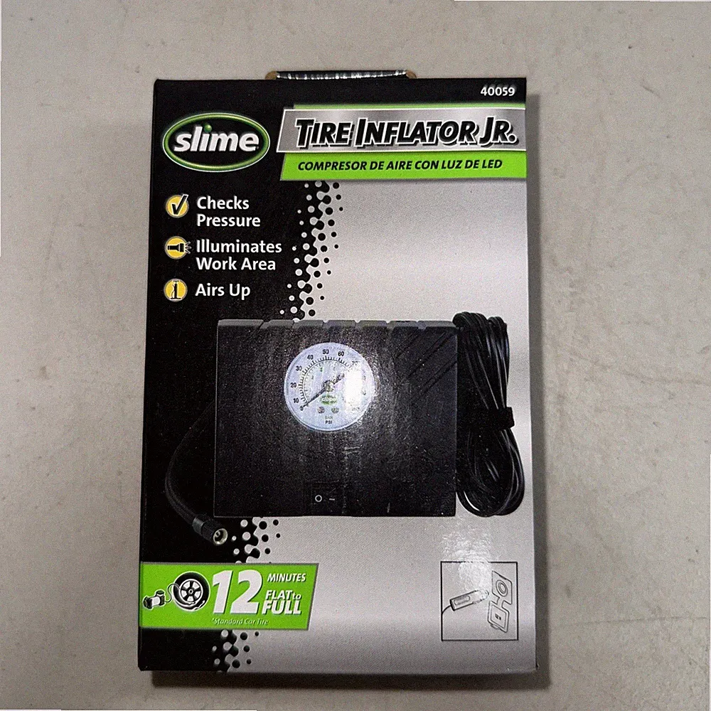 Slime Tire Inflator Jr Portable Car Air Compressor Illuminates Work Area 40059