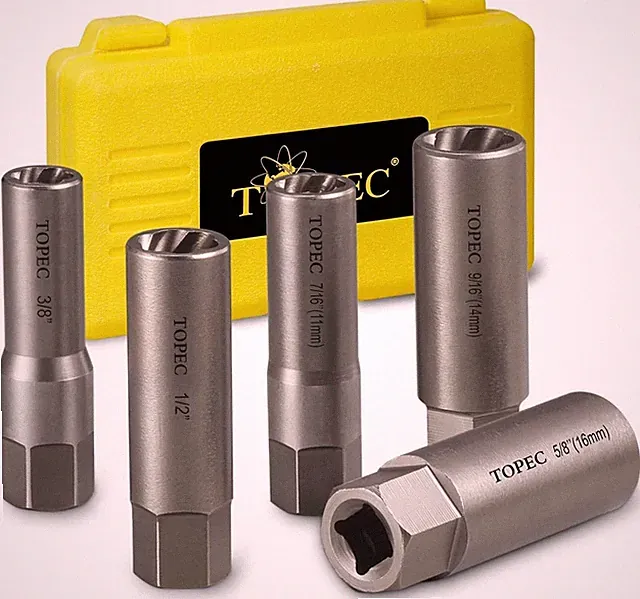 TOPEC 5-Piece Spiral Type Deep Extractor Set, Spark Plug Easy-out Set, for Re...